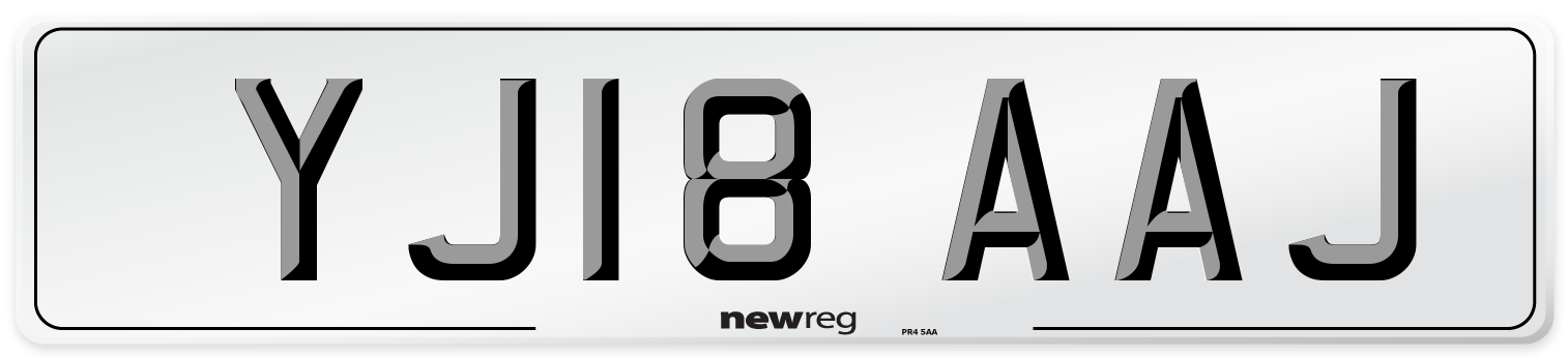 YJ18 AAJ Number Plate from New Reg